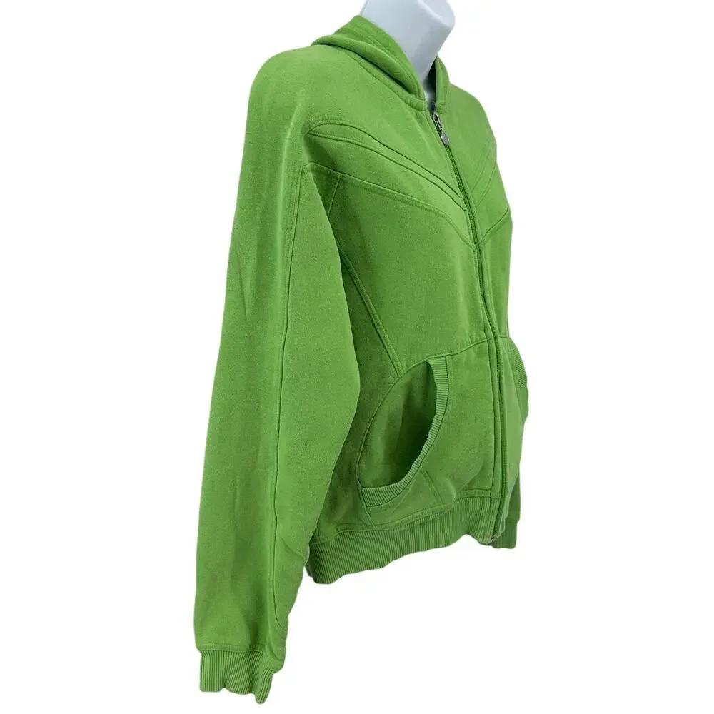 Nike Sweatshirt Women M Light Green Hoodie Full Zip Cotton Chevron, Athleticwear